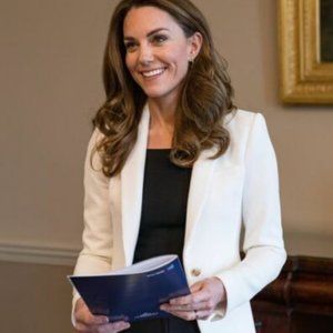 Zara Duchess White Waffle blazer-XS